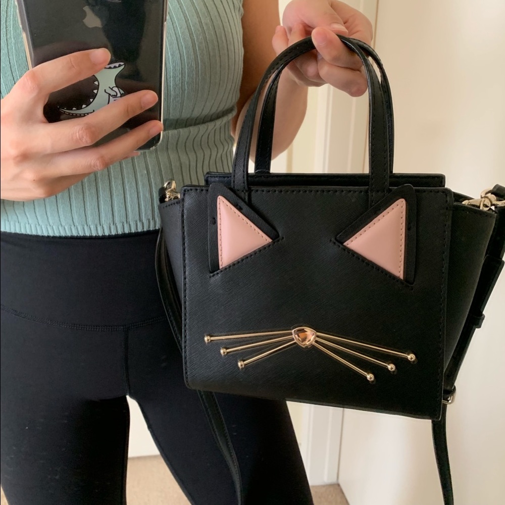 KATE SPADE MINI CAT HAYDEN BLACK SATCHEL CROSSBODY - Picture 3 of 7